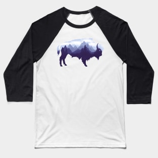 Dramabite Bison Buffalo Double Exposure Surreal Wildlife Native Animal Baseball T-Shirt